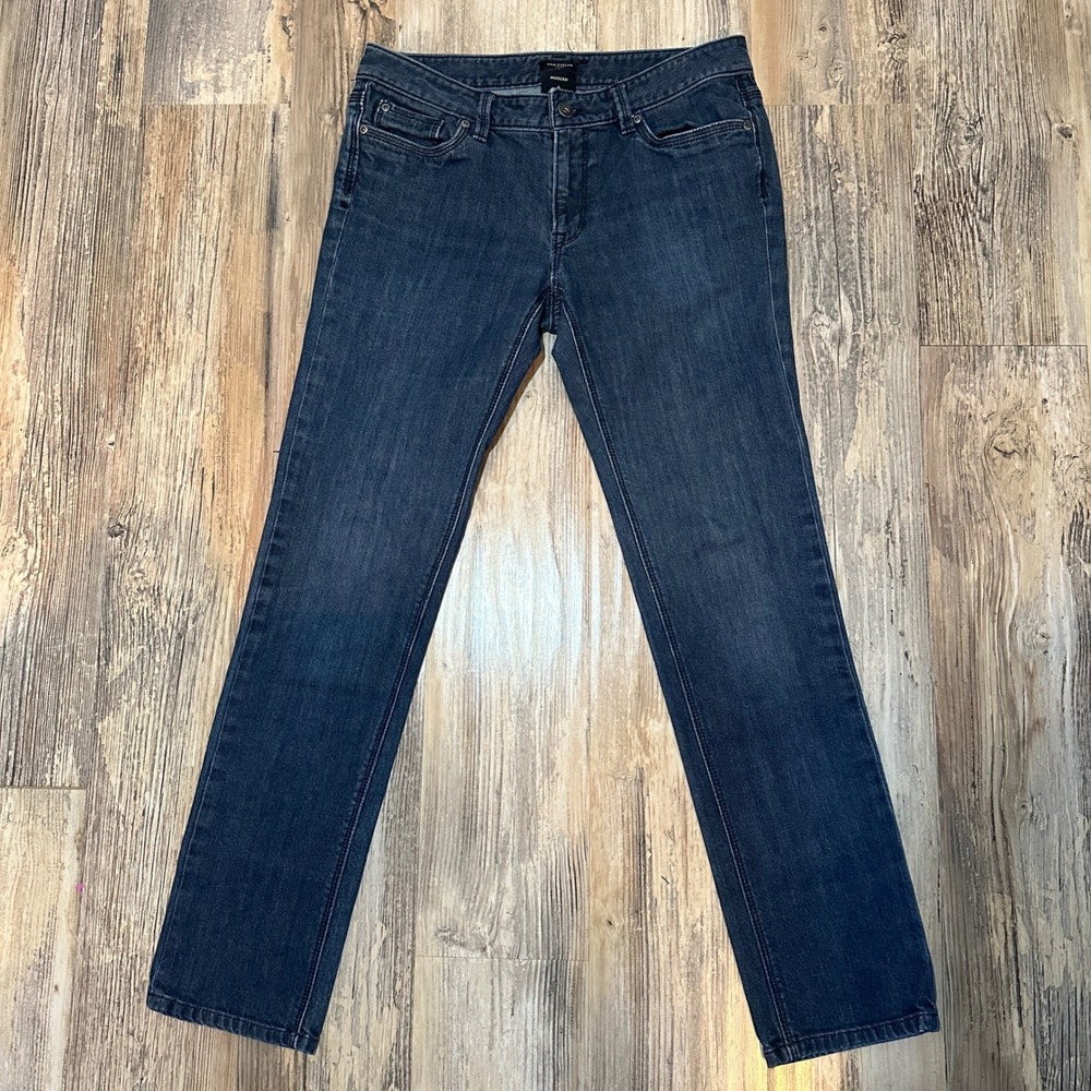 Ann Taylor Modern Straight Leg Jeans Womens 6 Dark Wash Denim Stretch Mid Rise